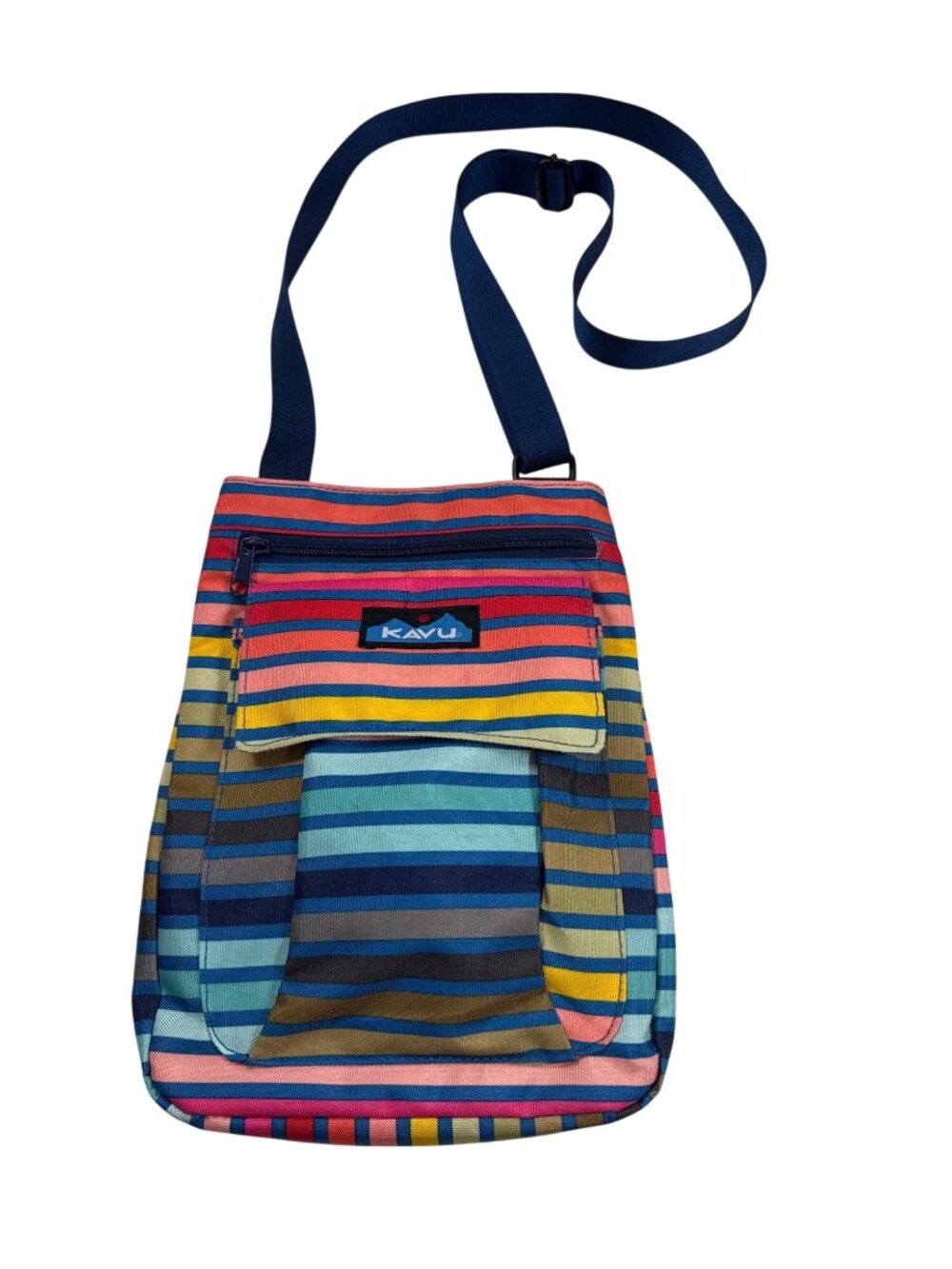 Kavu Striped Crossbody Bag With Adjustable Strap & Zipper Pocket very clean